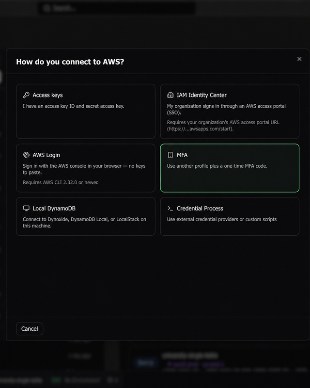 A redesigned add-profile dialog