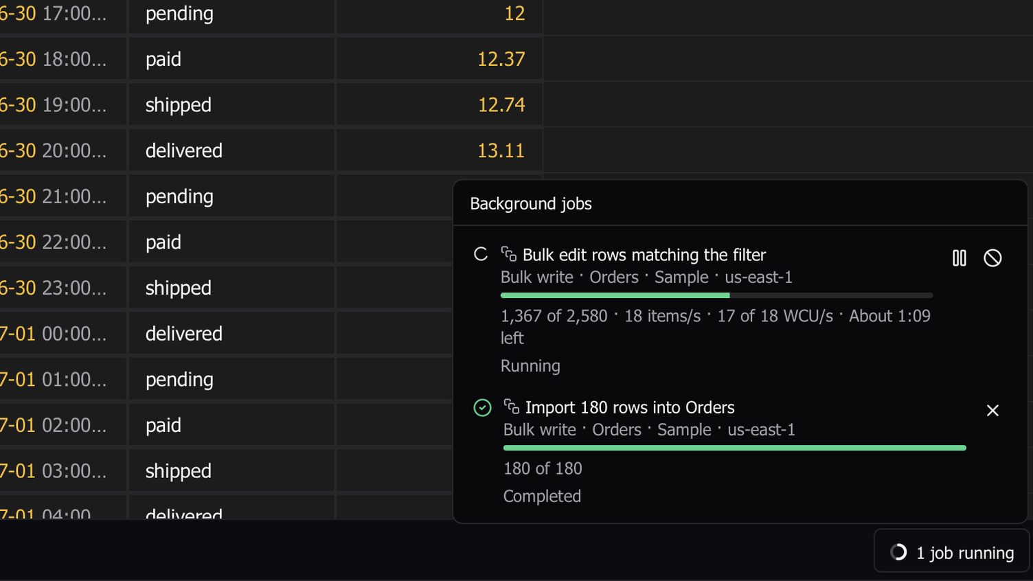 Background jobs for large writes and imports