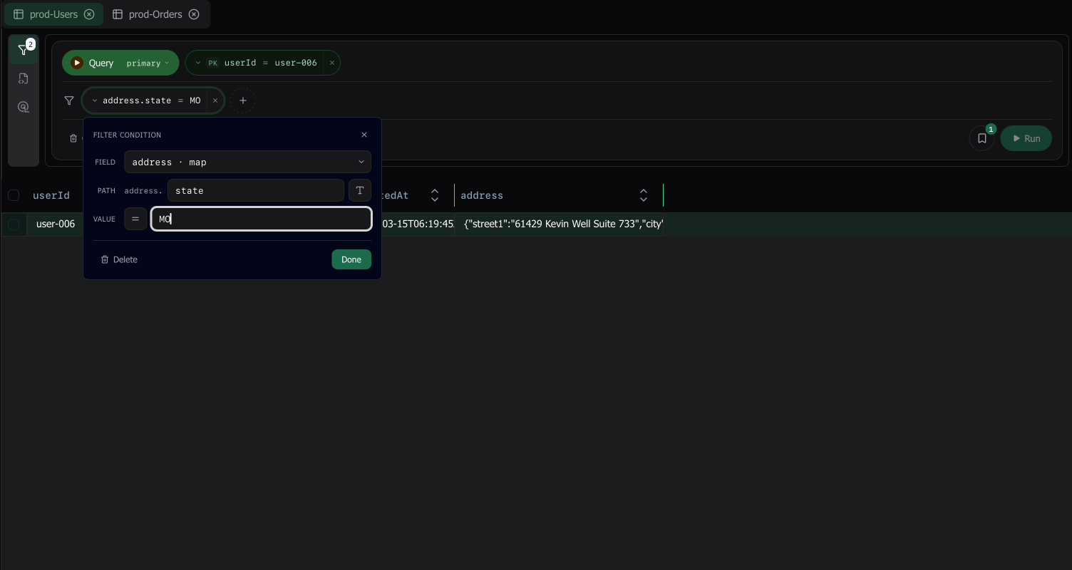 New pill-based filter expression builder