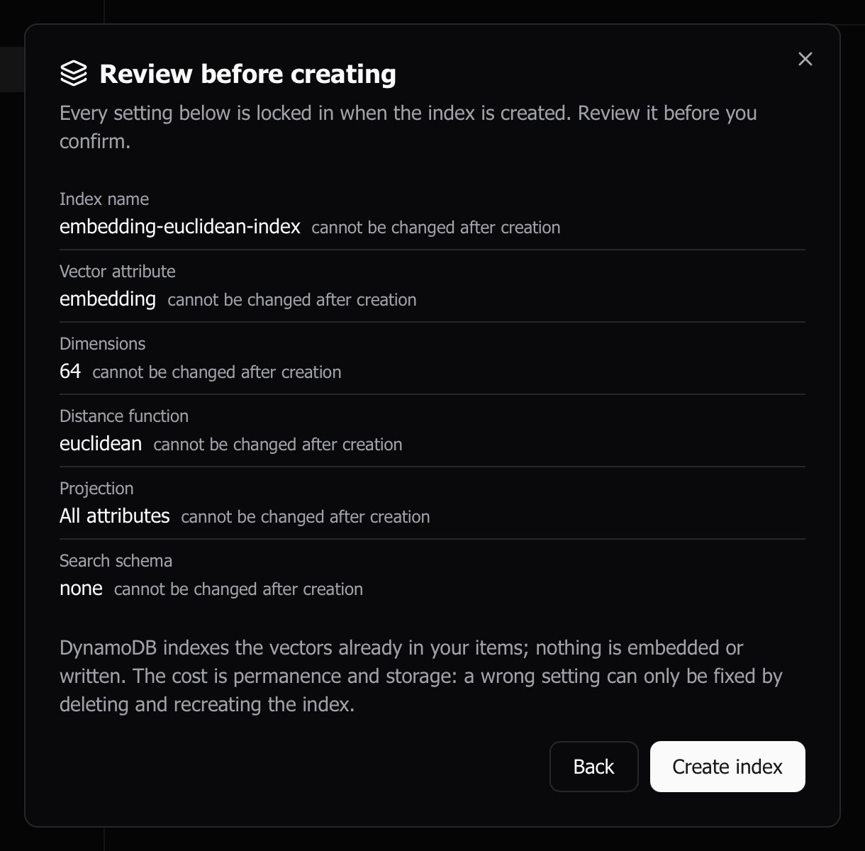 Vector index review step